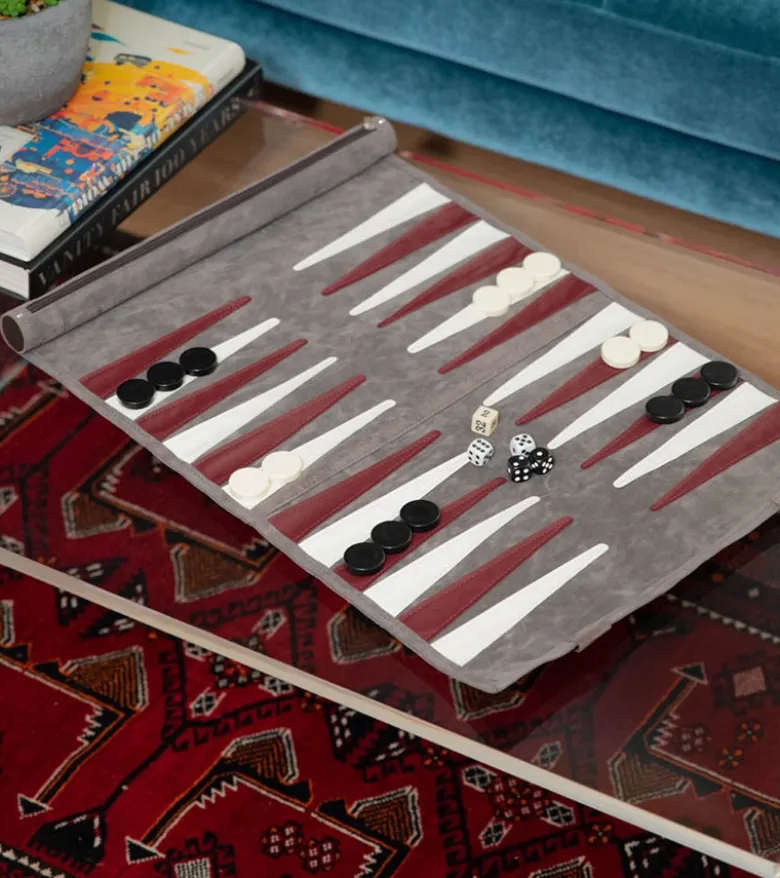 Backgammon de voyage en cuir
