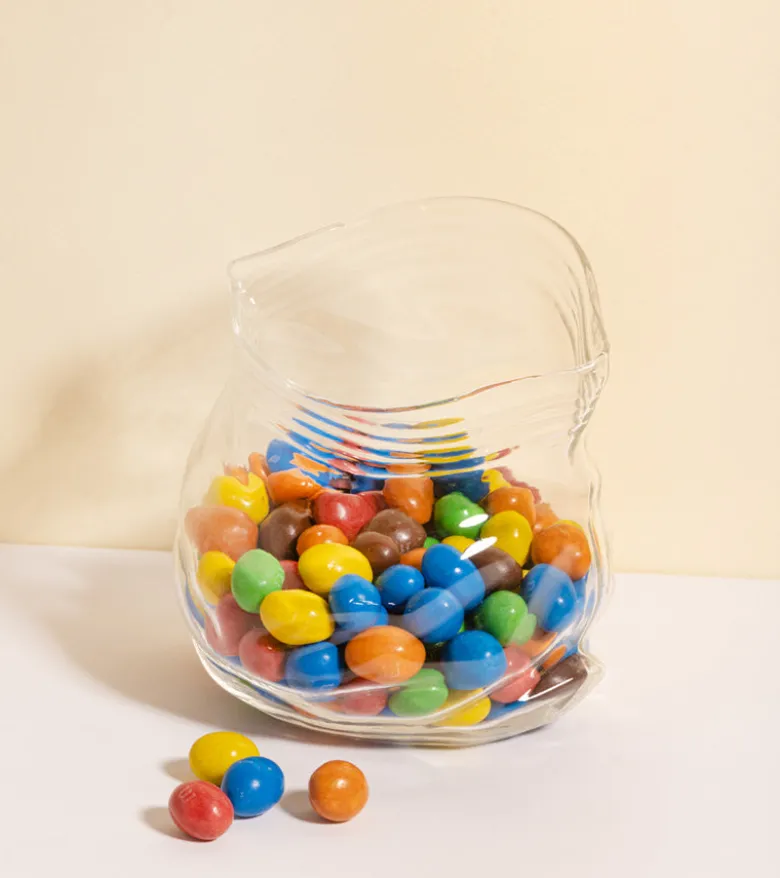 Bocal en verre façon sachet zippé