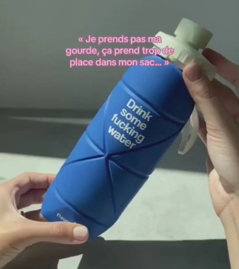 Bouteille pliable "Drink some fucking water"