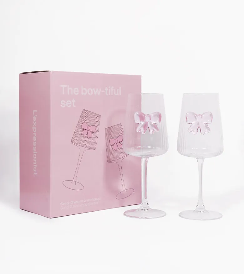 Coffret de deux verres à vin noeud