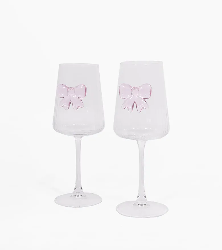 Coffret de deux verres à vin noeud