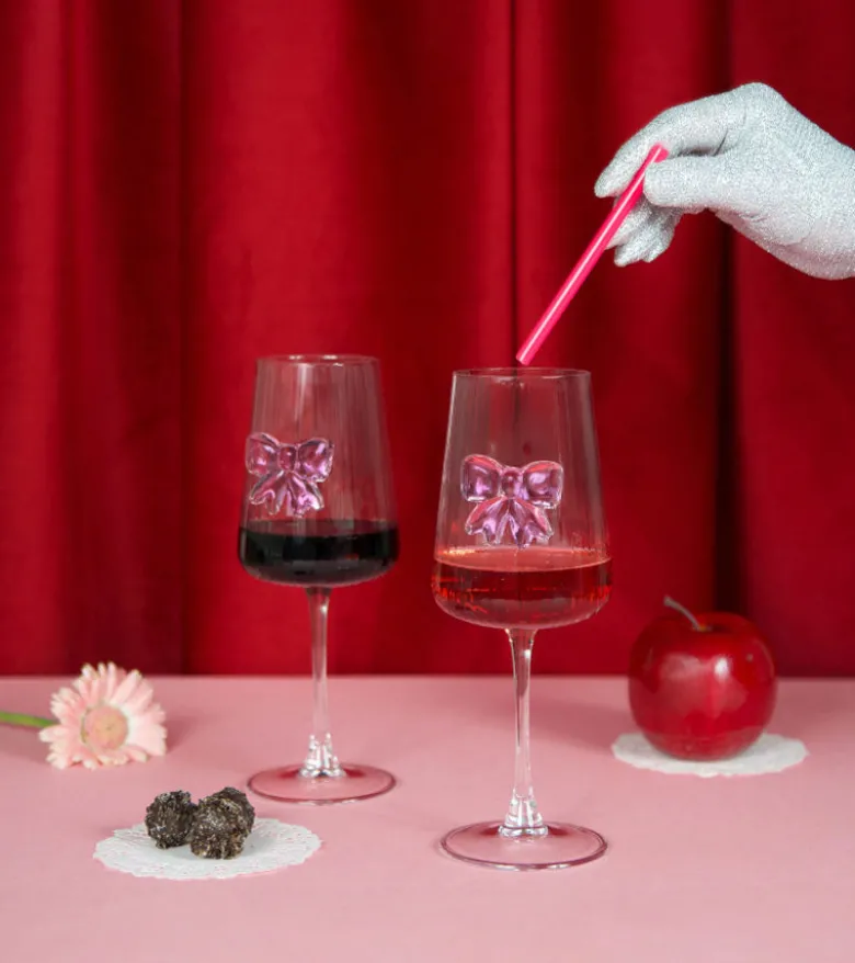 Coffret de deux verres à vin noeud