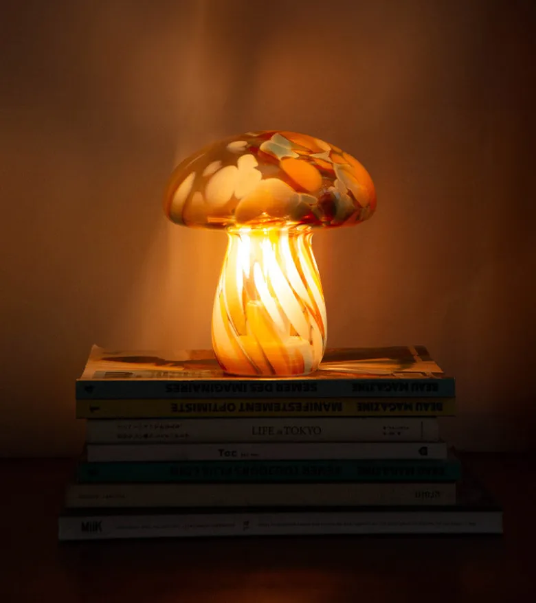 Lampe champignon chips en verre, sans fil
