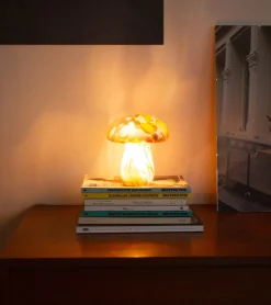 Lampe champignon chips en verre, sans fil