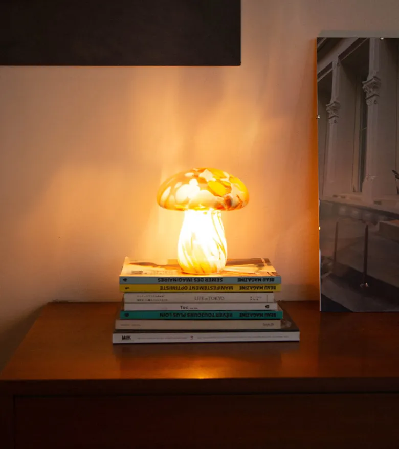 Lampe champignon chips en verre, sans fil