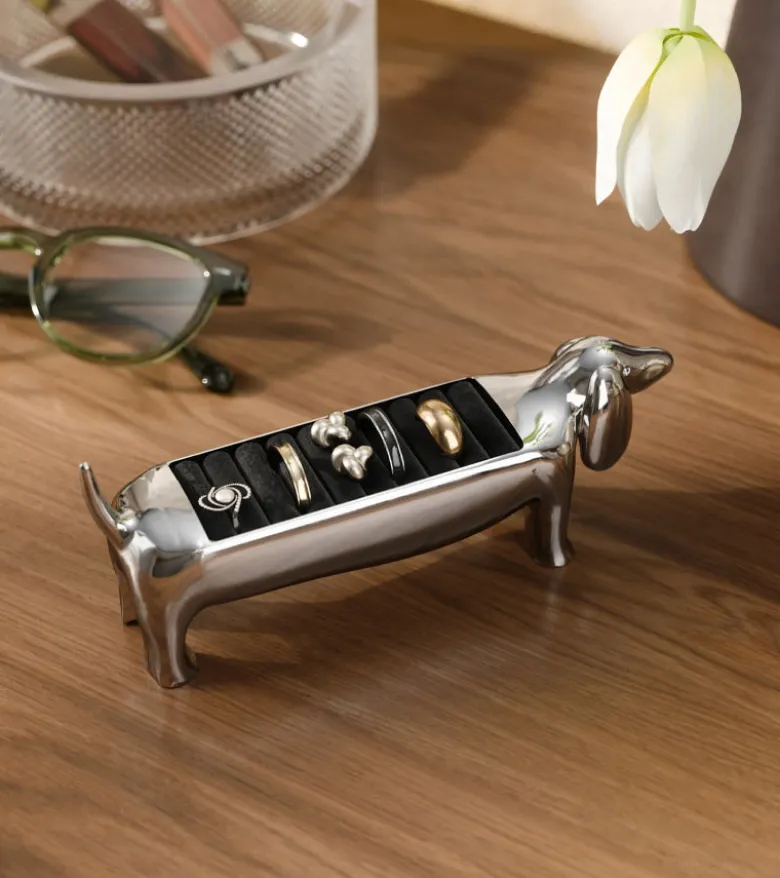 Porte-bagues teckel chrome