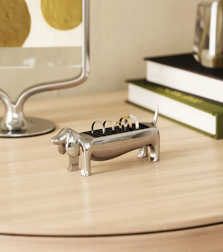 Porte-bagues teckel chrome