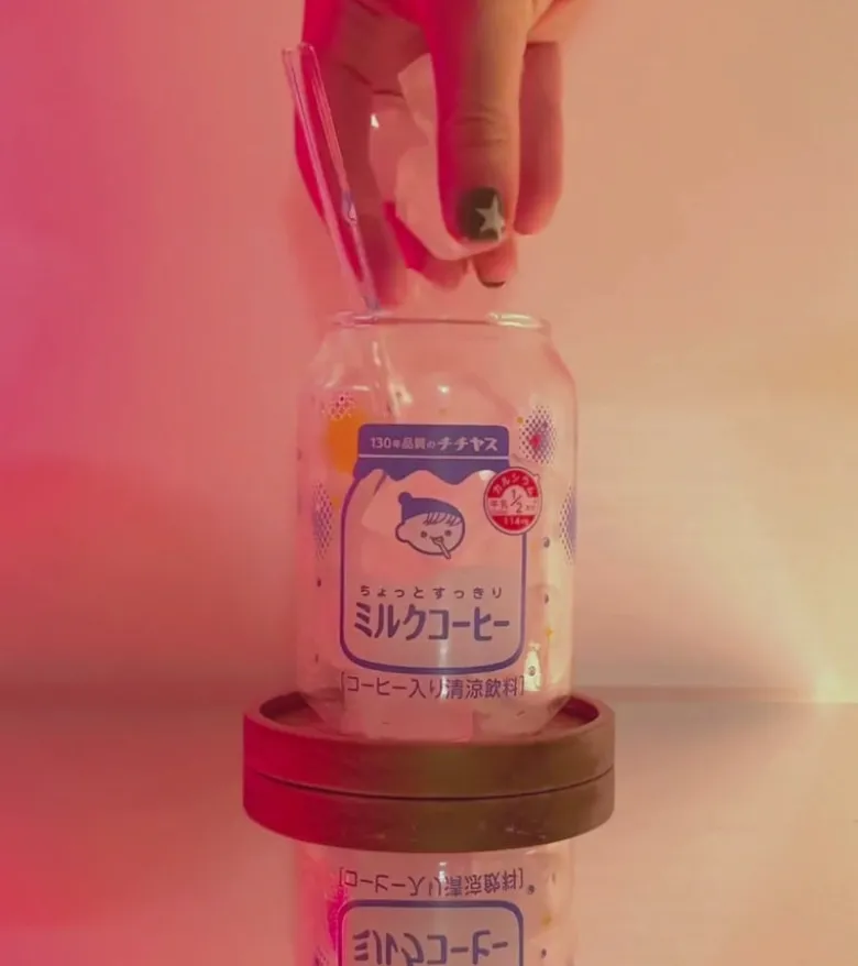 Verre Kawaii Rétro “Milk Cup” + Paille