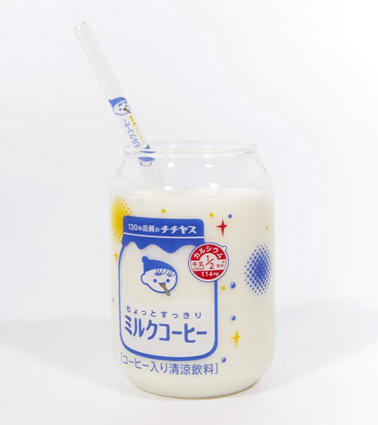 Verre Kawaii Rétro “Milk Cup” + Paille