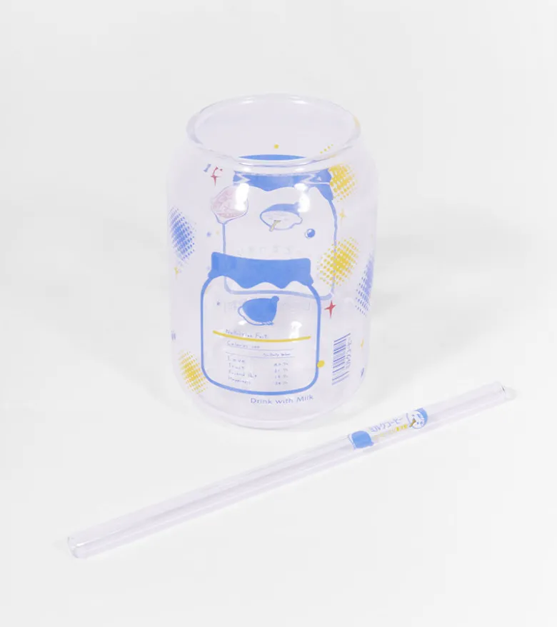 Verre Kawaii Rétro “Milk Cup” + Paille
